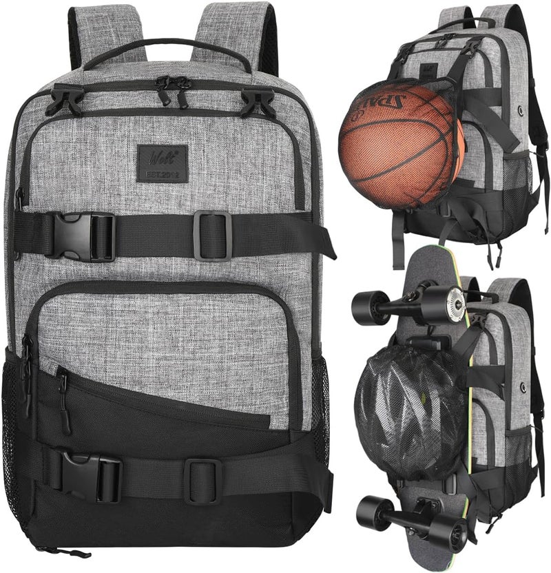 WOLT Skateboard Backpack, 15.6 Inch Laptop Backpack for Men Women, Sports Backpack with Ball Holder - Image 1